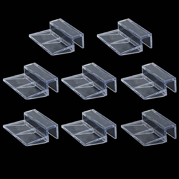 8 stk. akvariedækselklemmer i akryl, gennemsigtige klemmer til akvariedæksel i glas, universelle lågclips til rammeløse akvarier (10 mm)