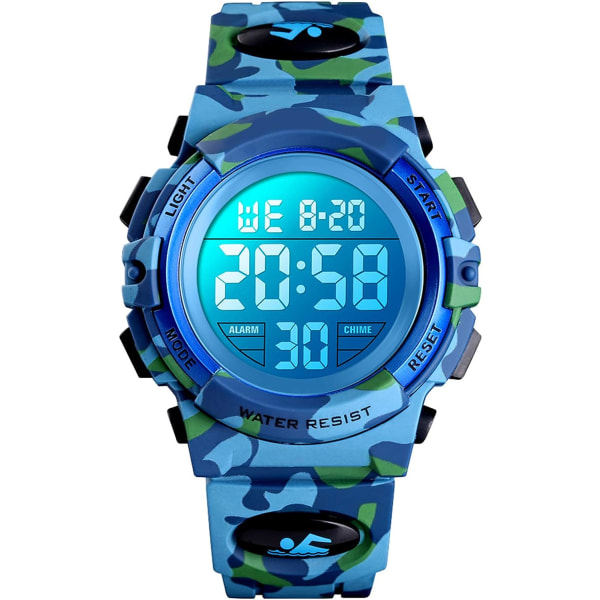 Digital watch för pojkar, vattentät watch, barnklockor med väckarklocka, stoppur, 12-24H, elektronisk barns wat