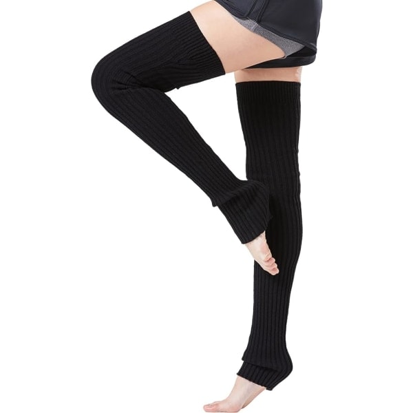 Lange Strikket Beinstøtter for Kvinner - Vinter Beinstøtter Sokker for Ballett, Trening og Yoga