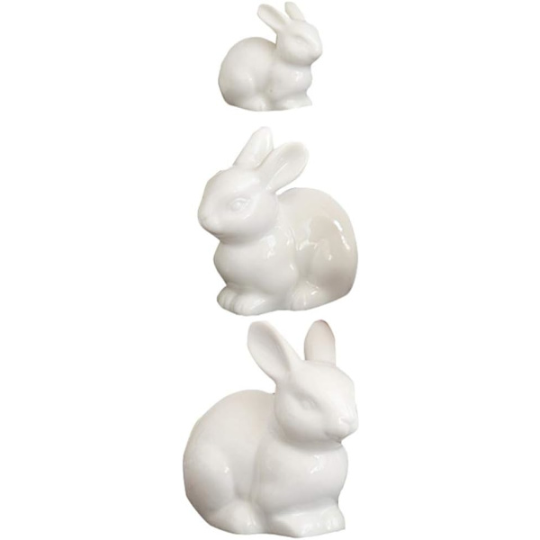 3 st Keramik Miniatyr Kaniner Figur Figur Micro Tiny Mini Kanin Staty Påsk Landskap Blomkruka Mossa Fe Trädgård Prydnader Dekoration