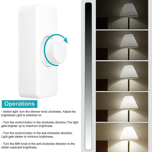 3-100w LED bagkantdæmper (drejedæmper), 220-240v, CE-stikkontakt, hvid