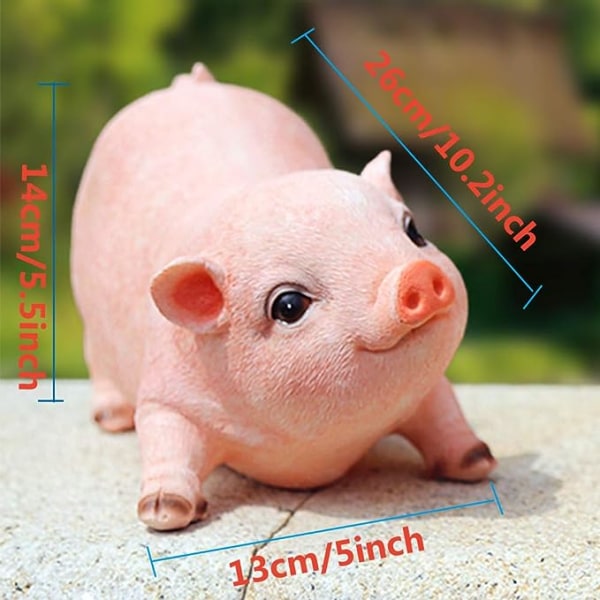 Djurträdgårdsgnomstaty Söt gris Rolig utomhusskulptur Harts trädgårdsdekoration Dekor inomhus utomhus Figurer för trädgård och hus (Cut Pig)