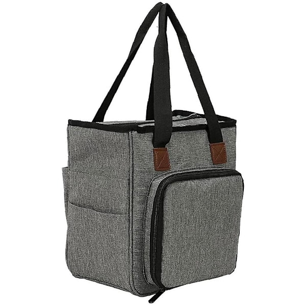 Stickad väska Oxford Canvas Anti-damm förvaringspåse för garn och nålar Grå förvaring, Hemförvaring