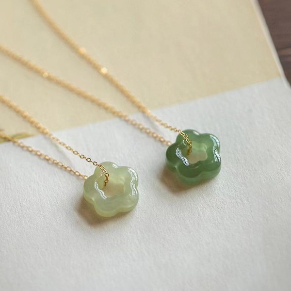 Naturliga Jade hänge halsband modesmycken enkla krage ben halsband