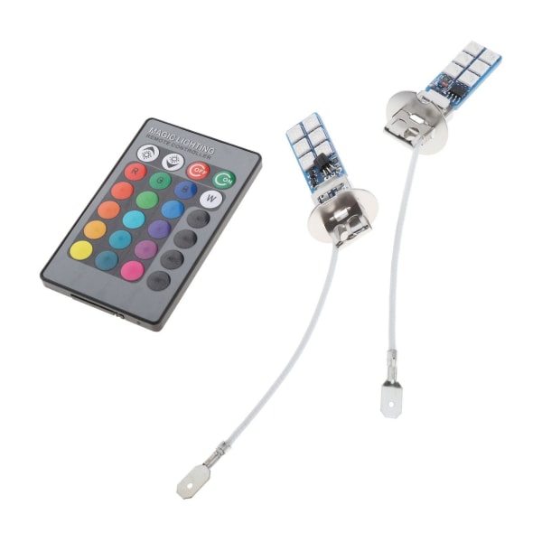 2 stk 880 881 H1 H3 RGB LED Bil Frontlys Tåkelys Pærer H3 Plugg