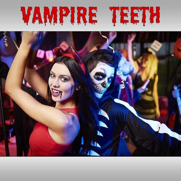 4 par Halloween vampyrtänder, vampyrtänder, skräck löständer för cosplay Halloween-temafest