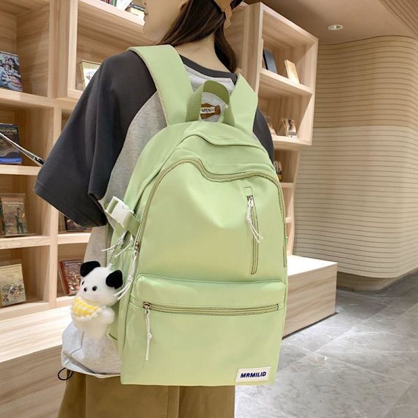 Oppilaan koululaukku naisten koululaukku Harajuku ulzzang lukiolainen suuri kapasiteetti sopiva reppu reppu-vihreä