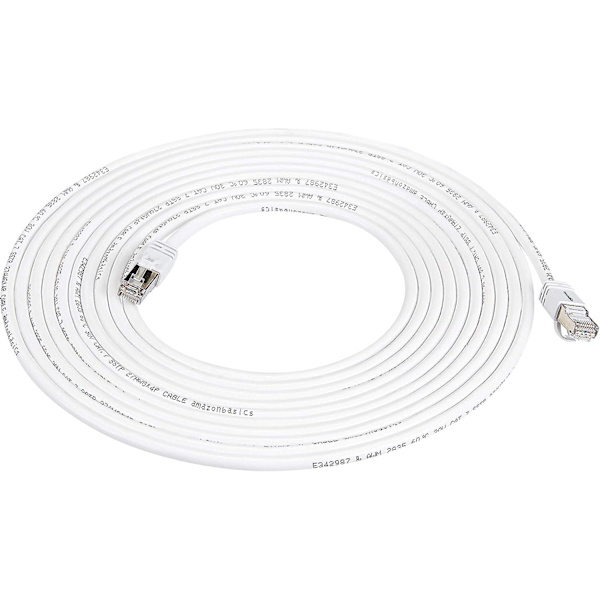 Cat 7 Højhastigheds Gigabit Ethernet Patch Internetkabel - Hvid, 6 meter (20 fod), 1-pak