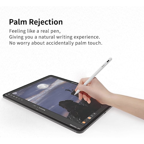 Stylus Pen til iPad Pencil Aktiv Stylus Penner Palm Rejection Tegnepen Magnetisk Digital Pen, Kompatibel med iPad Pro 11/12.9, I