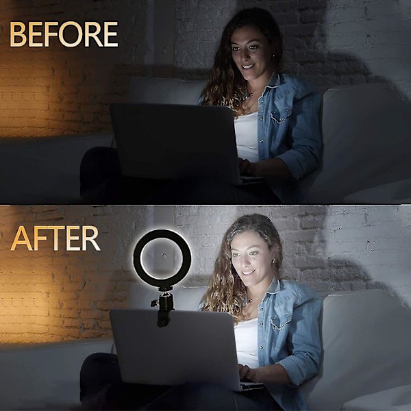 6 tuuman selfie-LED-rengasvalo pidikkeellä ja jalustalla, suoratoistoon/videotallennukseen