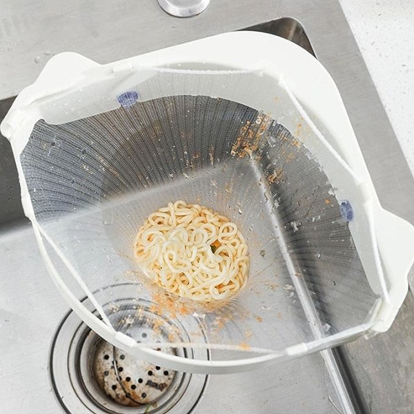 Keittiön tiskialtaan tyhjennyssuodatin, kolmiokolmio kolmiulotteinen suodatinverkko - kulmapesualtaan suodatinkori, pesualtaan jäteteline, käytetään keittiöjätteille