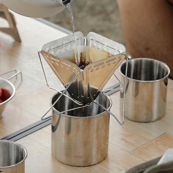 Fällbart Bärbart Kaffedroppställ Handstans Kaffefilterkon Stativ Utomhus Camping Rostfritt Stål Hållare Dryckeskopp Dropp Crj