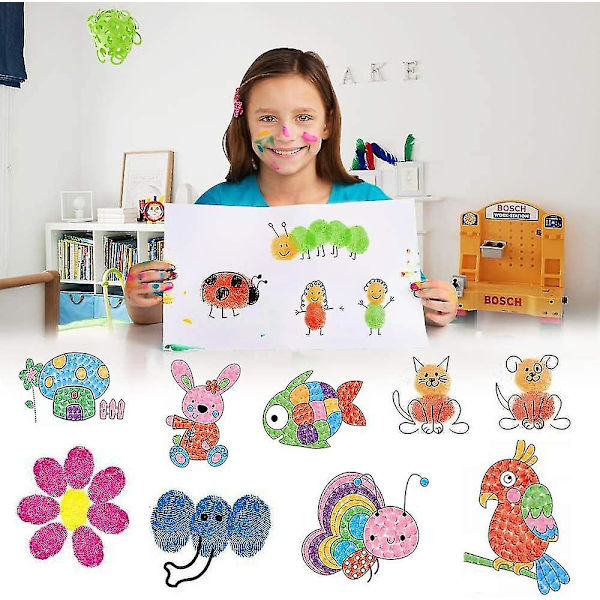24 farger blekkpute sett, fingeravtrykk blekkpute giftfri vaskbar blekk stempel pute