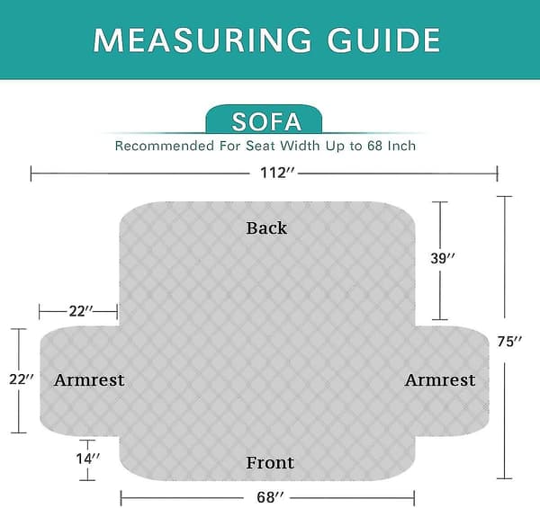 100% Vanntett Sofadekke Quiltet Sofa Beskytter Sofadekke For 3-Seters Sofa Vanntett Grå Sofadekke For Hunder Quiltet Fu