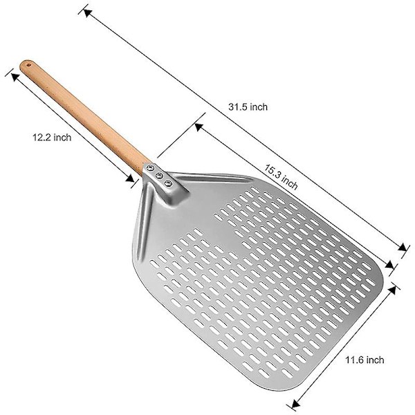 Perforerad Pizzapelle, Professionell Anodiserad Aluminium Pizzapelle, Rektangulär Pizzavändare