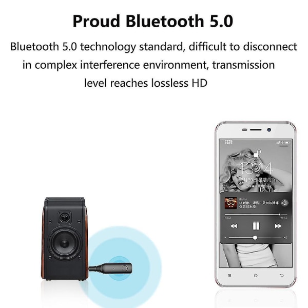 Bluetooth 5.0 sender og mottaker Aptx Hd 3,5 mm jack-adapter