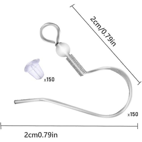 100 stk. 925 Sterling Sølv Ørekroge, Ørestikker Fund Hypoallergeniske