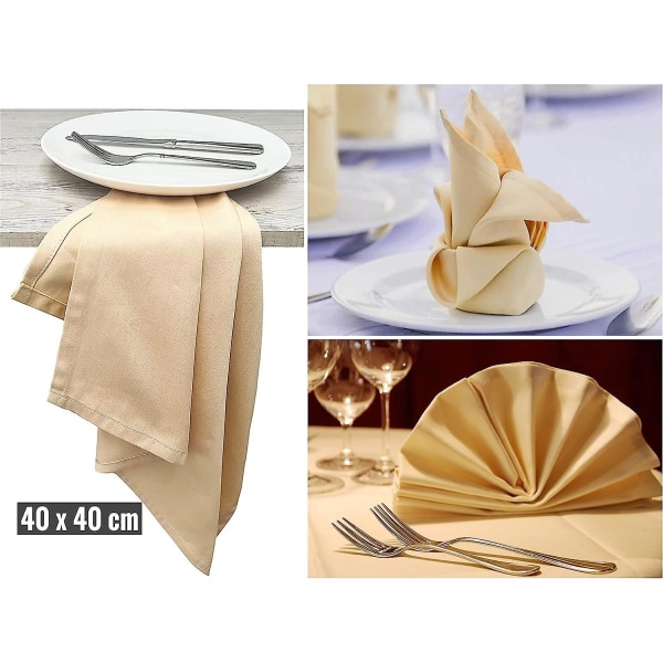 100% Bomuldsstof Servietter Sæt af 12 Beige Middagsservietter Linned Servietter Vaskbare Genanvendelige Spisebord Bryllup Fest