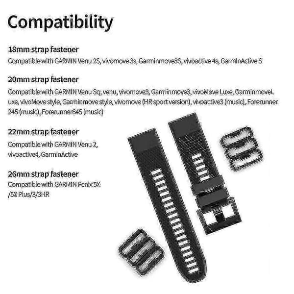 Sikkerhedsringe til Garmin urremme - 10 stk. silikone remholdere White 18mm