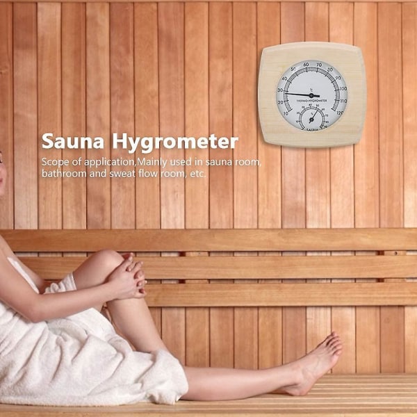 Saunan lämpömittari ja kosteusmittari, Saunan puinen lämpömittari 2-in-1 saunan lämpötilan ja kosteuden mittari