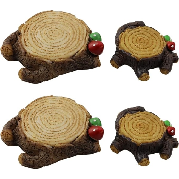 Trestubbe 4PCS 2 størrelser Fe Hage Simulering Sopp Trestubber i tre for Miniatyr Fe Hage Hjem Hus Dekorasjon Mini Håndverk Mikro Landskap D