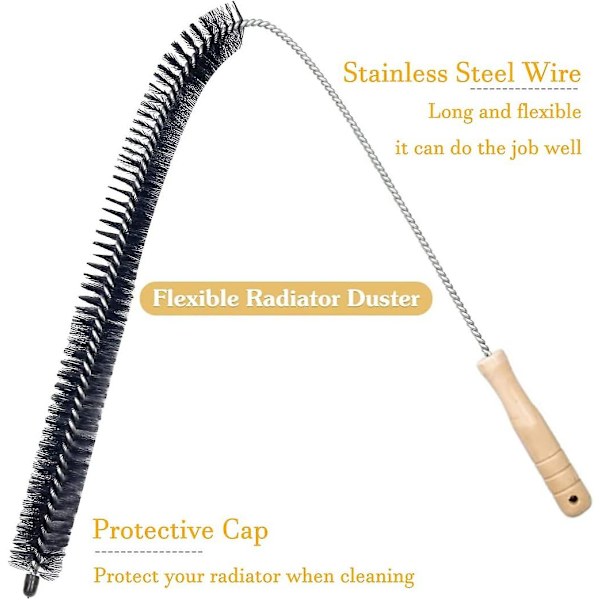 2 stk Radiatorrenser Børste Fleksibel Radiator Støvklut Med Tretthåndtak (73cm)