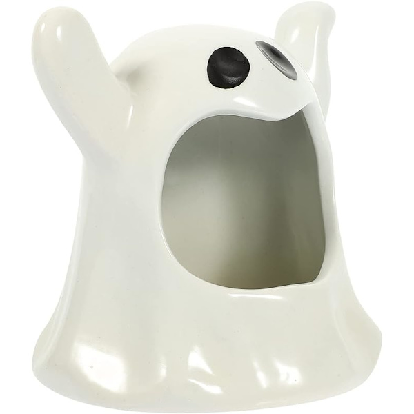 Läskiga ljusstakar Halloween ljusstake spöke form votivljusstake keramiska värmeljushållare för Halloween bordsdekorationer W