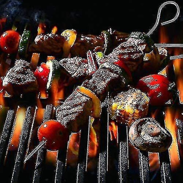 50x Kebabspett, Grillspett, Metall Kebab, Rostfritt stål, 20 Cm, för Kebab, Grill