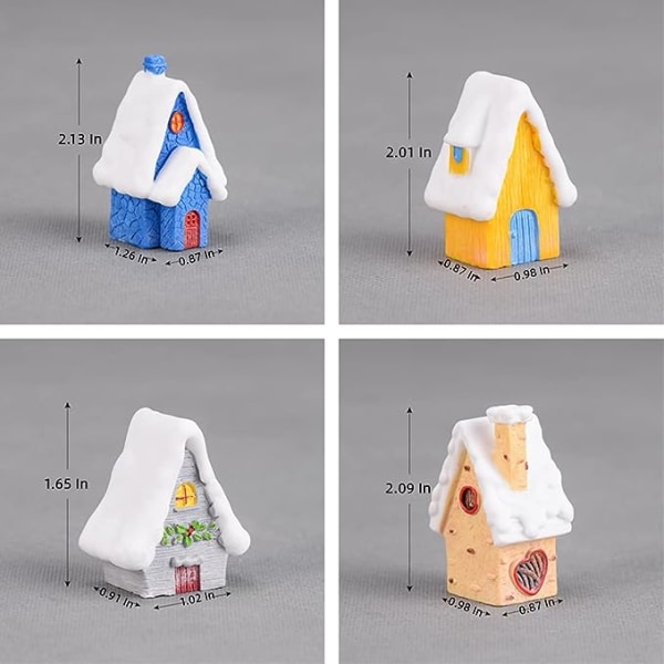 Miniatyr juletrehus fe hagetilbehør, fe hagedekor for juledekorasjon, julefestartikler, tilbehør, 4 stk C