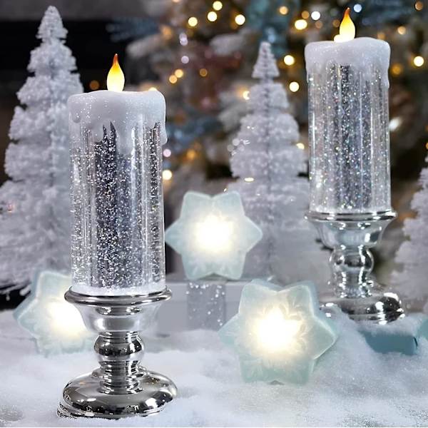LED-julstjärnor, 7 Färgväxlande USB-Laddningsbara, Vattentäta Snurrande Glitter Lågfritt Ljus