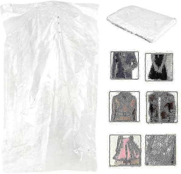 50-pack transparenta plaggpåsar | Dammtätt hängande klädskydd