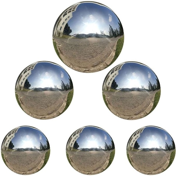 6 stk stirrende bold 2,36/3,15/3,93 tommer, sømløs sølv rustfrit stål poleret reflekterende glat spejl havekugleklode, rekvisitter til fotografering, farverig