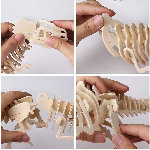 Dinosaurie Pussel i Trä med DIY-modeller Set Hjärnteaser Leksak 6 st