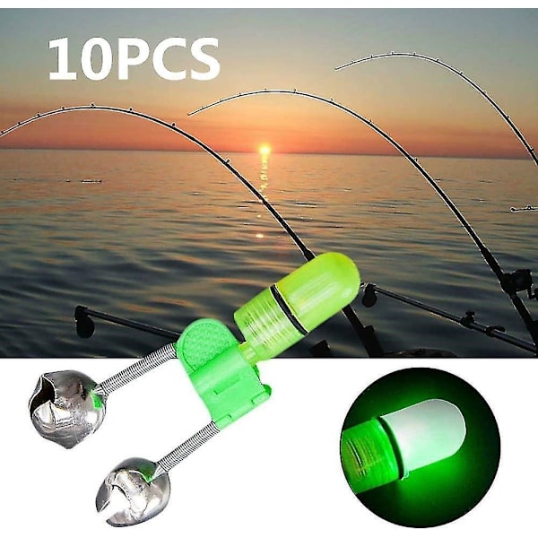 Fiskeralarm - Fiskebjeller Nattefiske Tilbehør Stangspiss LED Lys Klips Stang Dobbel Klokke Ring Bit Indikator Indikator Alarm