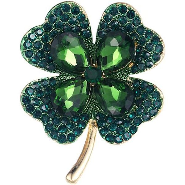 Trafford2009MU Stor Klassisk Glansig Shamrock St Patricks Dag Keltisk Irland Emblempins Badge, Grön, 51mm x 40mm