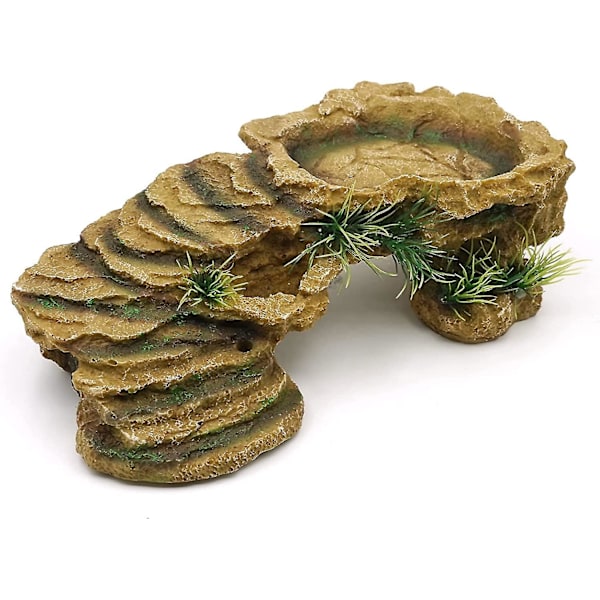Skildpaddeplatform Reptilplatform Imitation Sten Terrarium Harpiks Skjulested Dekoration