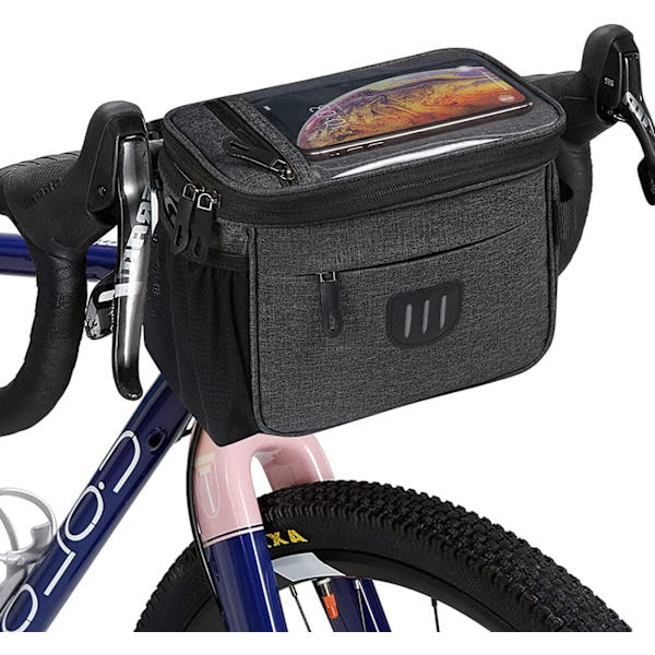 Cykelstyrbag, Vandafvisende Cykelrammepose, Stor Kapacitet Cykelstyrpose med Telefonholder, Forreste Toprør Opbevaringspose til MTB Mountainbike