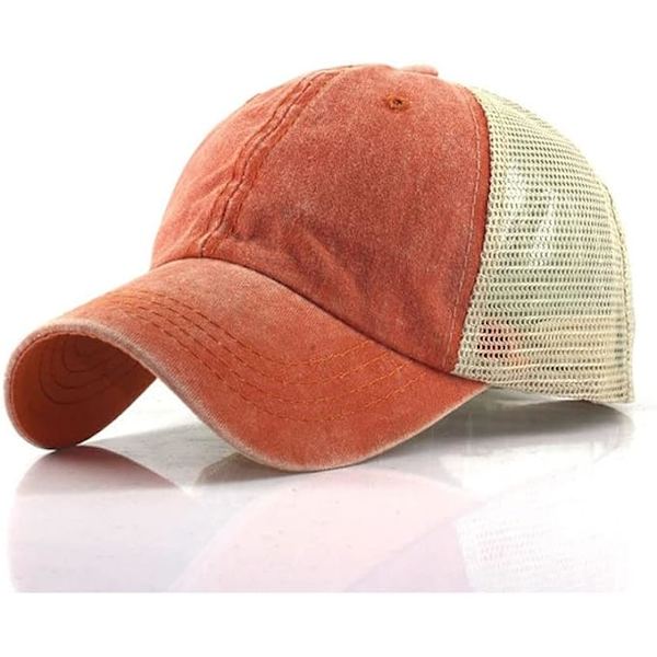 Sommar Orange Trucker Hat för Män Andningsbar Kvinnor Baseball Cap med Mesh Streetwear Snapback Hip Hop Caps (Färg: C, Storlek: Justerbar)