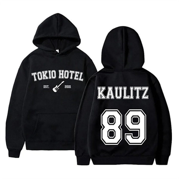 Tokio Hotel Hoodies Rockband Pullovers Bill Kaulitz Tryckad Sweatshirt Kaulitz 89 Hoodie Y2k Streetwear Tokio Hotel Sweatshirts blackB 2XL