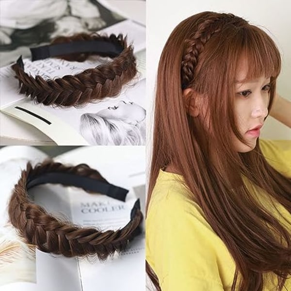 Fishbone braid wig female twist braid headband with tooth protection