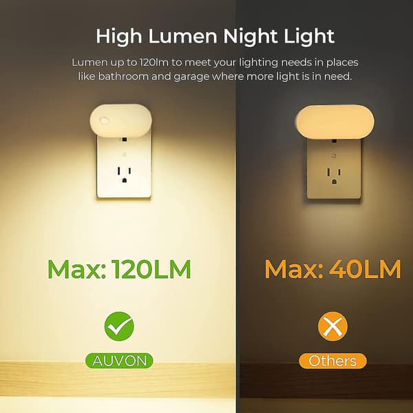 Nattlys Plug In, Lys Sensor Nattlys (120 Lumen), Dimmer Sma