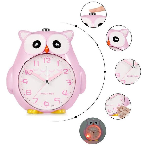 Children's Alarm Clock Without Ticking, Bedroom Clock With Snooze Function And Dim Yellow Night Light