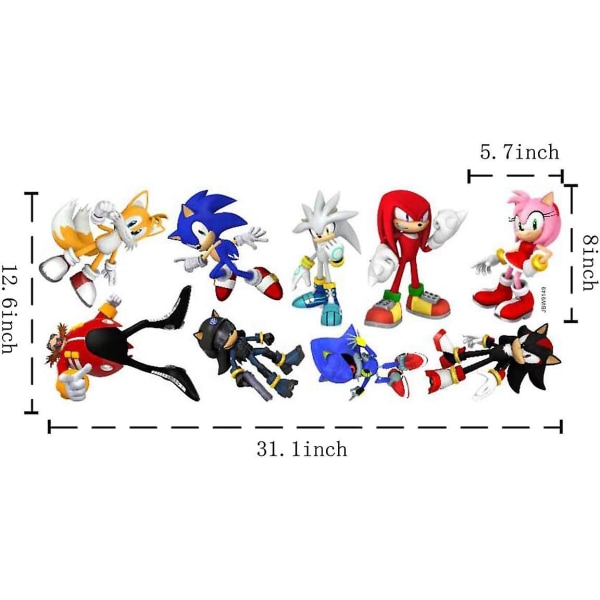 Sonic Game Sticker Barns tecknade Sovrum Bakgrund Väggdekoration Självhäftande väggdekor Pvc