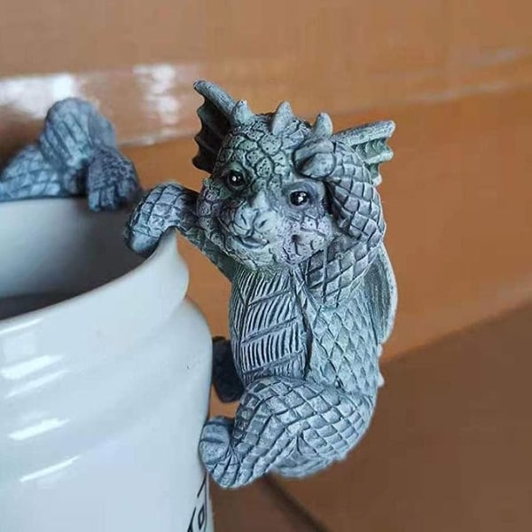 4 st krukväxthängare Miniatyr Fe Trädgård Dekor Drake Blomkruka och Vas Kramare Kreativ 3D Hantverk Drake Figurer Klättring Dekoration Hem Av