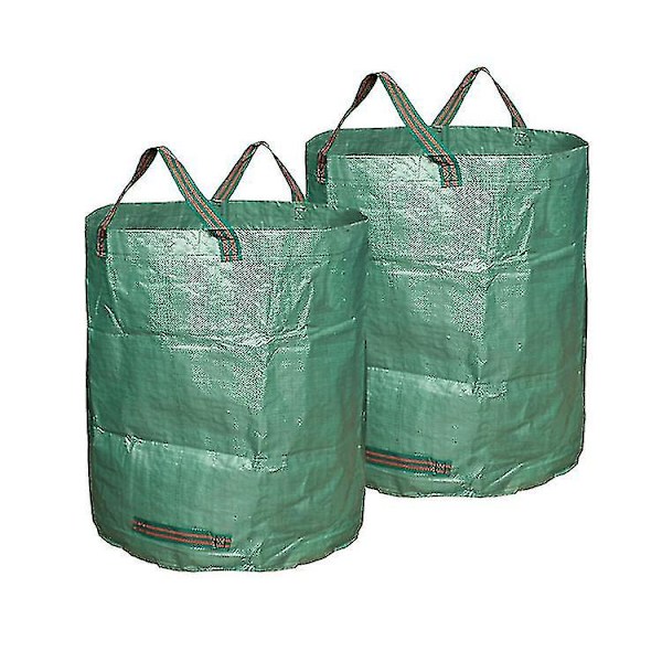2-pack trädgårdssäckar extra starka hopfällbara självuppstående säckbehållare för gräs löv trädgårdsavfall grönt