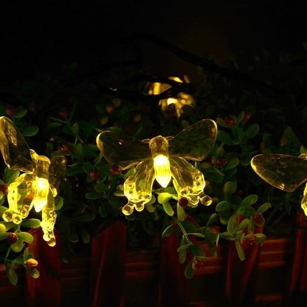 Solar String Lights, vattentät 16ft 20LED Butterfly Christmas Fairy Lights Dekorativ belysning för Hemfest Bröllop Uteplats Trädgård Veranda Balkong (Krig