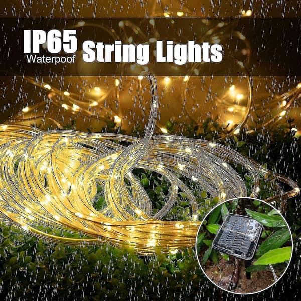 Wabjtam Varmvit Solcellsdriven Repsladdlampa Led Repsrör 7 meter 50led Solcellsdriven Fe String