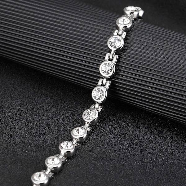 Titanium Stål Armbånd Krystal Magnetisk Armbånd til Kvinder Mor Mor Taksigelsesdag Julegave (Sølv)