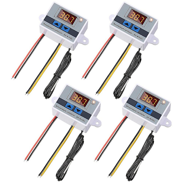 4 stk Xh-w3001 Digital Temperaturregulatormodul Termostatbryter Vanntett Sonde Elektronisk Th