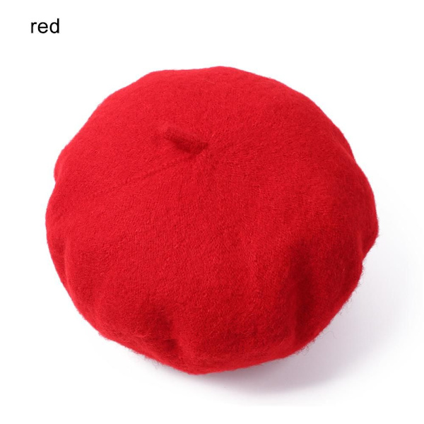 Uusi lasten villabaretti Äiti ja lapsi Maalarin hattu Syksy ja talvi Yksivärinen hattu red